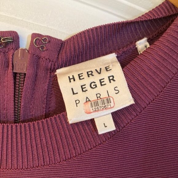 Herve Leger long sleeved burgundy mini dress - Picture 2 of 3